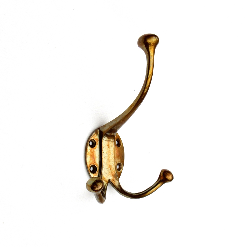 Aged Brass Double Hat and Coat Hook