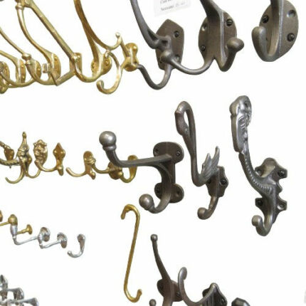 Antique Brass Victorian Wall coat hooks key bag hanger vintage